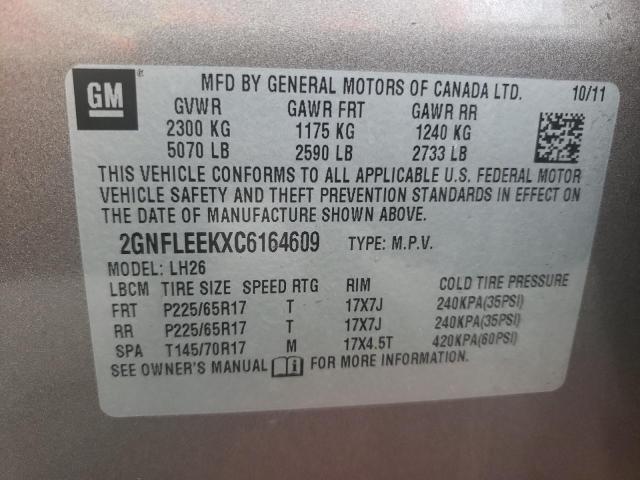 Photo 10 from auction – 2012 CHEVROLET EQUINOX LT with VIN 2GNFLEEKXC6164609