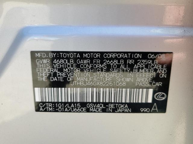 Photo 10 from auction – 2008 LEXUS ES 350 with VIN JTHBJ46GX82261068