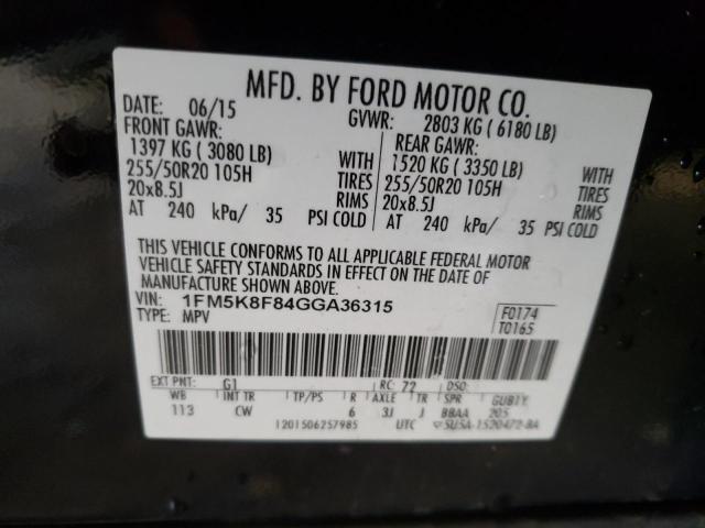 Photo 10 from auction – 2016 FORD EXPLORER L with VIN 1FM5K8F84GGA36315