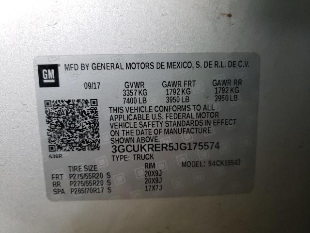 Photo 10 from auction – 2018 CHEVROLET SILVERADO with VIN 3GCUKRER5JG175574