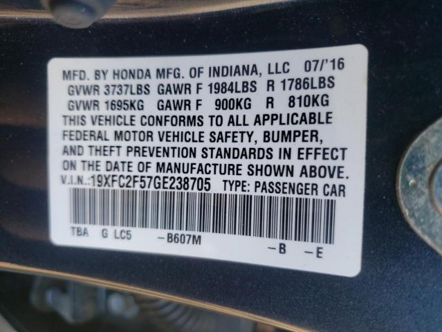 Photo 10 from auction – 2016 HONDA CIVIC LX with VIN 19XFC2F57GE238705
