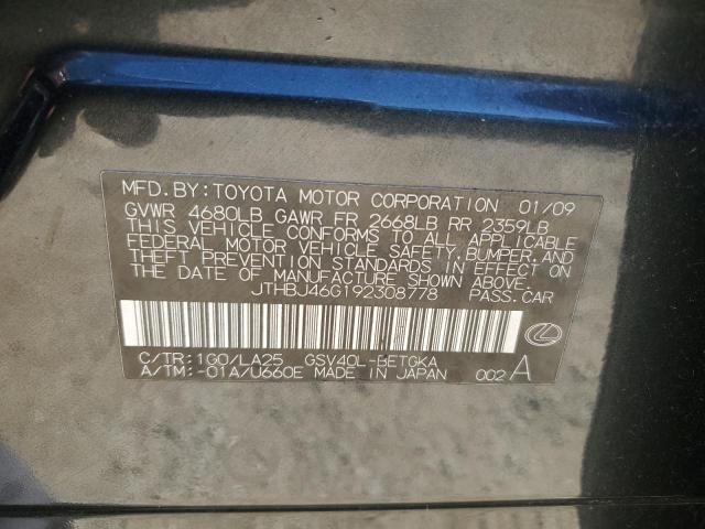 Photo 10 from auction – 2009 LEXUS ES 350 with VIN JTHBJ46G192308778