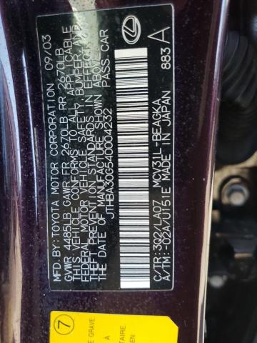 Photo 10 from auction – 2004 LEXUS ES 330 with VIN JTHBA30G540004232
