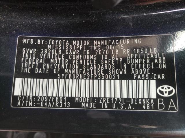 Photo 10 from auction – 2015 TOYOTA COROLLA L with VIN 5YFBURHE2FP350021