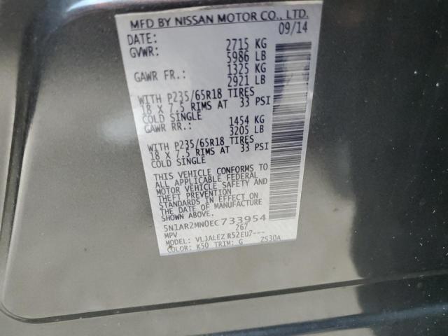Photo 10 from auction – 2014 NISSAN PATHFINDER with VIN 5N1AR2MN0EC733954