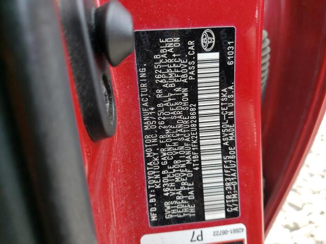 Photo 10 from auction – 2014 TOYOTA CAMRY L with VIN 4T1BF1FK2EU828682