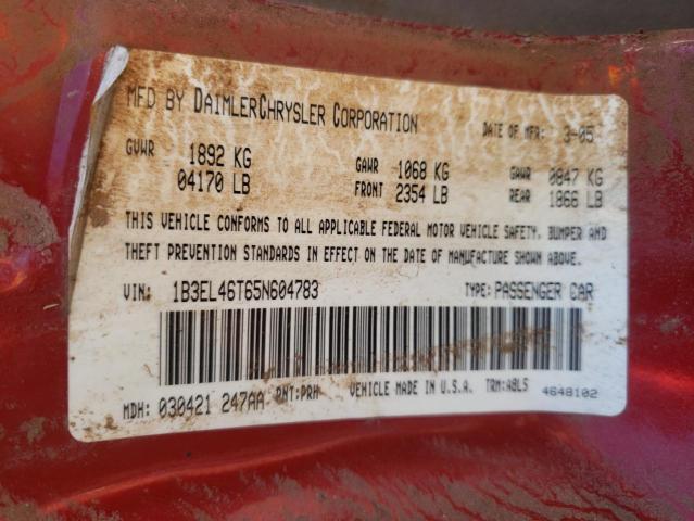 Photo 10 from auction – 2005 DODGE STRATUS SX with VIN 1B3EL46T65N604783
