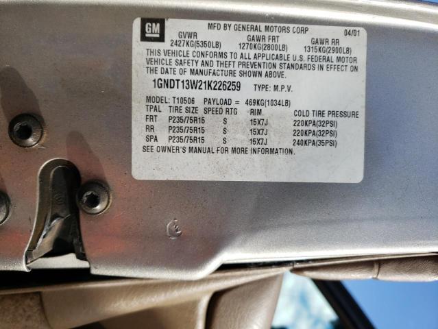 Photo 10 from auction – 2001 CHEVROLET BLAZER with VIN 1GNDT13W21K226259