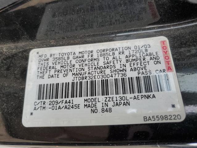 صورة رقم 10 من المزاد - 2003 TOYOTA COROLLA CE مع VIN JTDBR32E030047736