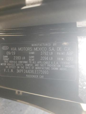 Photo 10 from auction – 2020 KIA FORTE FE with VIN 3KPF24AD8LE175993