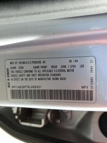 Photo 10 from auction – 2005 PORSCHE CAYENNE S with VIN WP1AB29P75LA62431