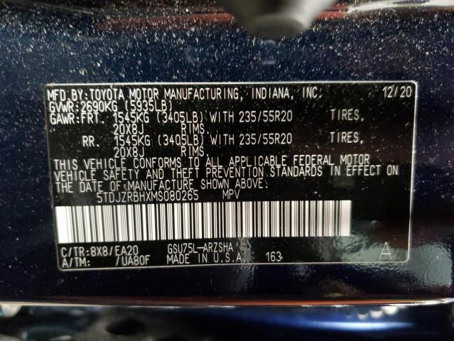 Photo 10 from auction – 2021 TOYOTA HIGHLANDER with VIN 5TDJZRBHXMS080265