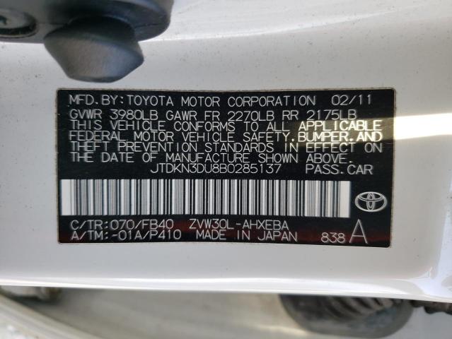 Foto 10 de la subasta – 2011 TOYOTA PRIUS con VIN JTDKN3DU8B0285137