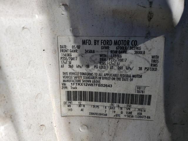 Photo 10 from auction – 2007 FORD F150 with VIN 1FTRX12W87FB52643