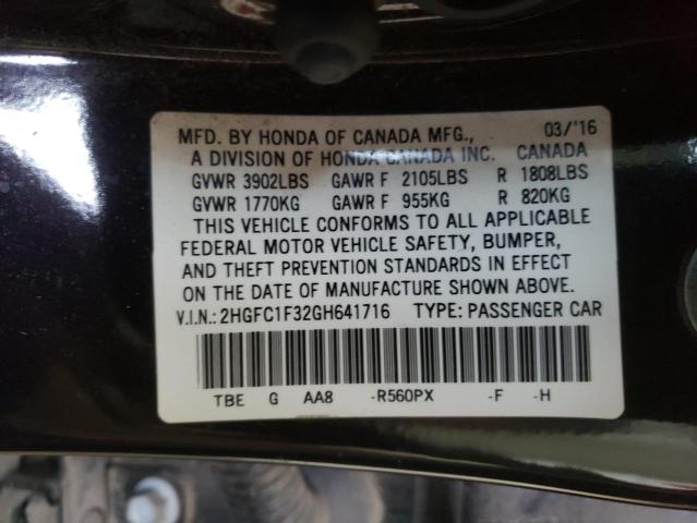 Photo 10 from auction – 2016 HONDA CIVIC EX with VIN 2HGFC1F32GH641716