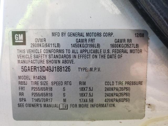 Photo 10 from auction – 2009 BUICK ENCLAVE CX with VIN 5GAER13D49J188126
