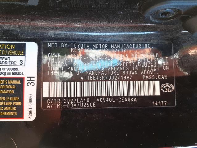 Photo 10 from auction – 2009 TOYOTA CAMRY BASE with VIN 4T1BE46K79U271987