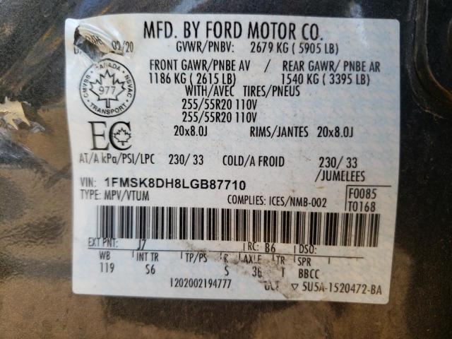 Photo 10 from auction – 2020 FORD EXPLORER X with VIN 1FMSK8DH8LGB87710