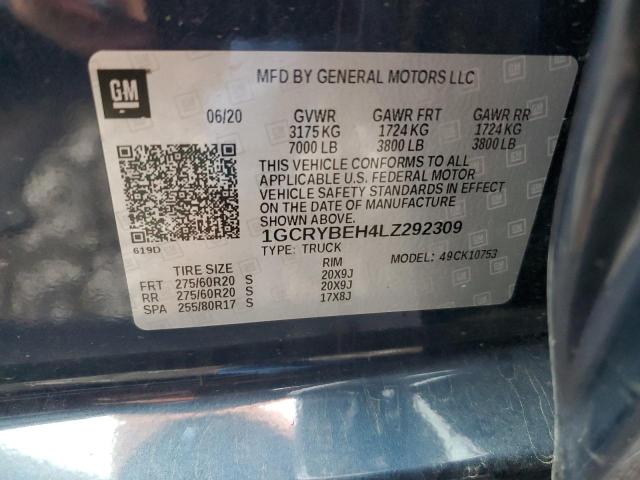 Photo 10 from auction – 2020 CHEVROLET SILVERADO with VIN 1GCRYBEH4LZ292309