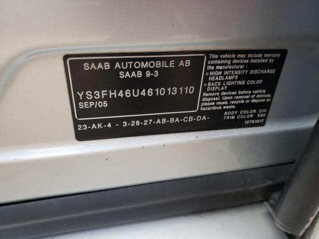 Photo 10 from auction – 2006 SAAB 9-3 AERO with VIN YS3FH46U461013110
