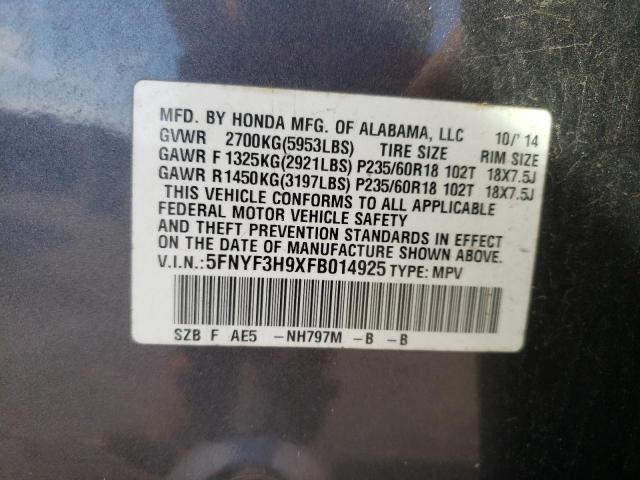 Photo 10 from auction – 2015 HONDA PILOT TOUR with VIN 5FNYF3H9XFB014925