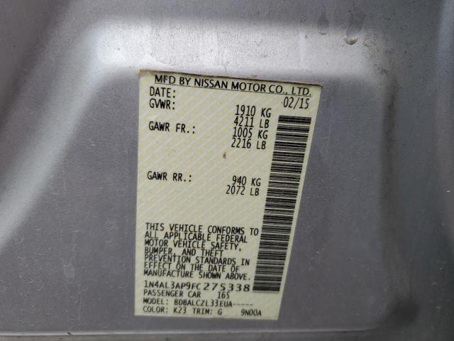 Photo 10 from auction – 2015 NISSAN ALTIMA 2.5 with VIN 1N4AL3AP9FC275338