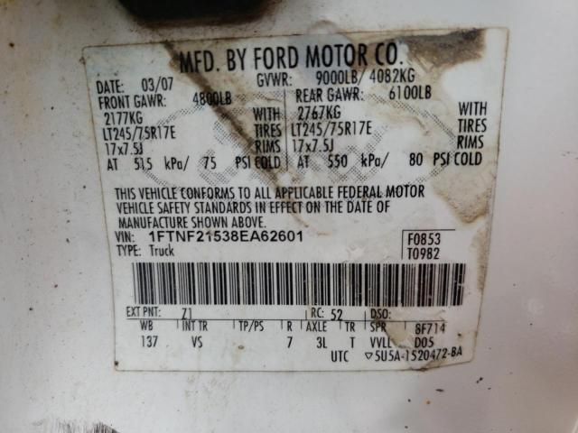 Photo 10 from auction – 2008 FORD F250 SUPER with VIN 1FTNF21538EA62601