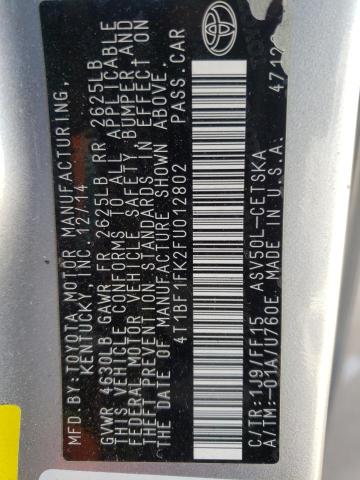 Photo 10 from auction – 2015 TOYOTA CAMRY LE with VIN 4T1BF1FK2FU012802