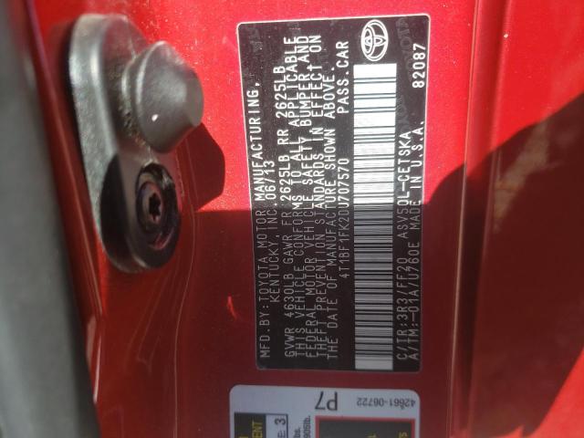 Photo 10 from auction – 2013 TOYOTA CAMRY L with VIN 4T1BF1FK2DU707570