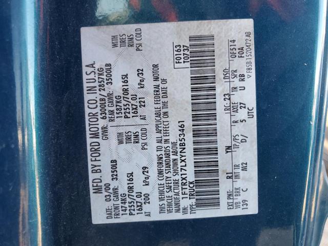 Photo 10 from auction – 2000 FORD F150 with VIN 1FTRX17LXYNB53461