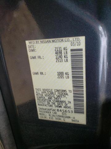 Photo 10 from auction – 2010 NISSAN MAXIMA S with VIN 1N4AA5AP5AC845653