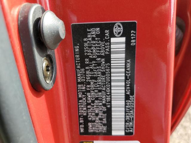 Photo 10 from auction – 2007 TOYOTA CAMRY CE with VIN 4T1BE46K07U005675