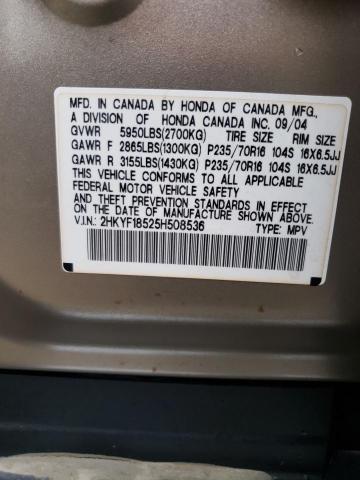 Photo 10 from auction – 2005 HONDA PILOT EXL with VIN 2HKYF18525H508536
