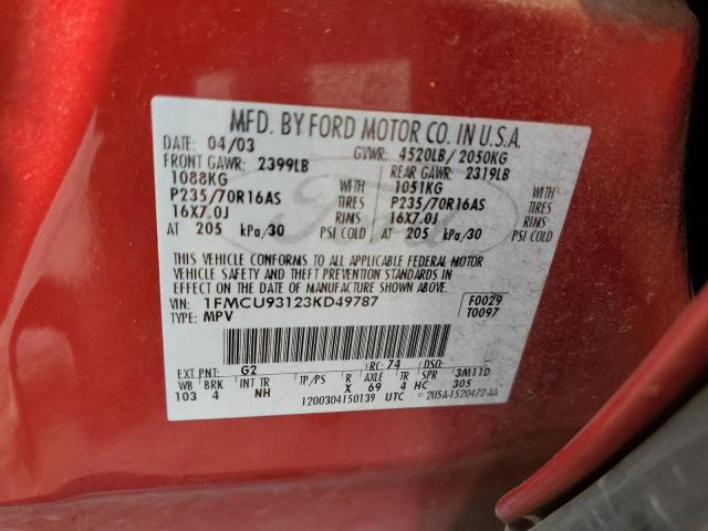 Photo 10 from auction – 2003 FORD ESCAPE XLT with VIN 1FMCU93123KD49787