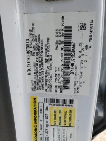 Photo 10 from auction – 2017 FORD FUSION SE with VIN 3FA6P0LU2HR386667