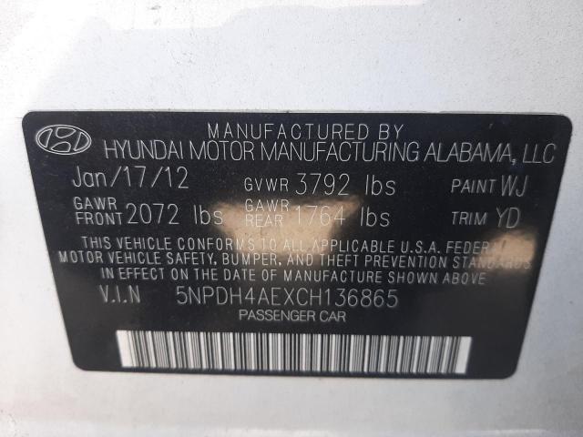 Photo 10 from auction – 2012 HYUNDAI ELANTRA GL with VIN 5NPDH4AEXCH136865