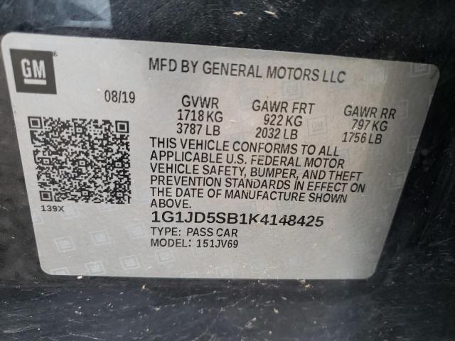 Photo 10 from auction – 2019 CHEVROLET SONIC LT with VIN 1G1JD5SB1K4148425