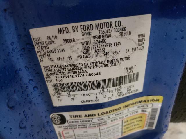 Photo 10 from auction – 2010 FORD F150 SUPER with VIN 1FTFW1EV7AFC80548