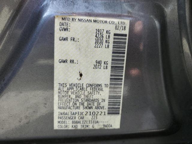 Photo 10 from auction – 2018 NISSAN ALTIMA 2.5 with VIN 1N4AL3AP3JC210221