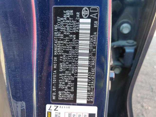 Photo 10 from auction – 2007 TOYOTA COROLLA MA with VIN 2T1KR32E47C660633