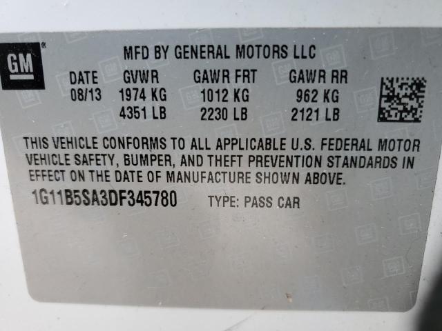 Photo 10 from auction – 2013 CHEVROLET MALIBU LS with VIN 1G11B5SA3DF345780