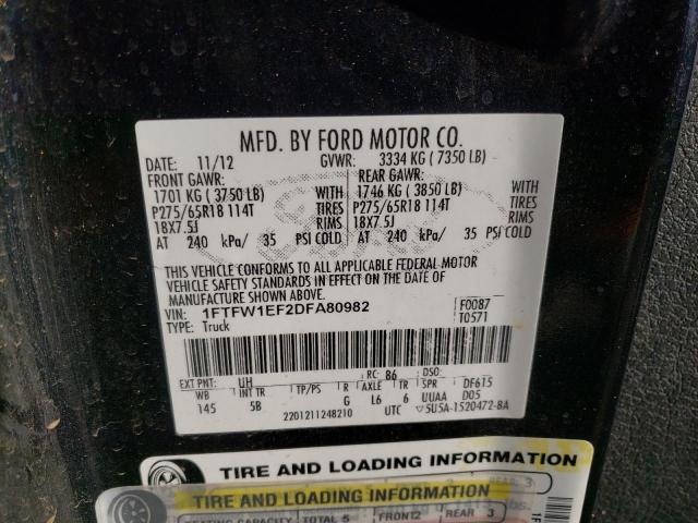 صورة رقم 10 من المزاد - 2013 FORD F150 SUPER مع VIN 1FTFW1EF2DFA80982