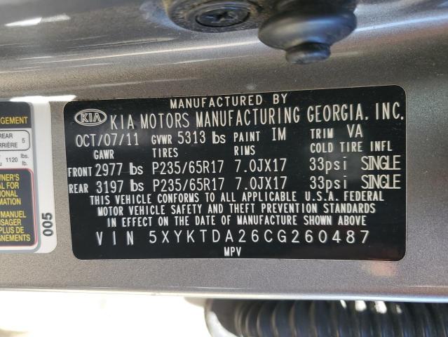 Photo 10 from auction – 2012 KIA SORENTO BA with VIN 5XYKTDA26CG260487