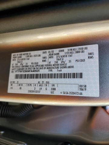 Photo 10 from auction – 2022 FORD F150 SUPER with VIN 1FTFW1E86NFA40925