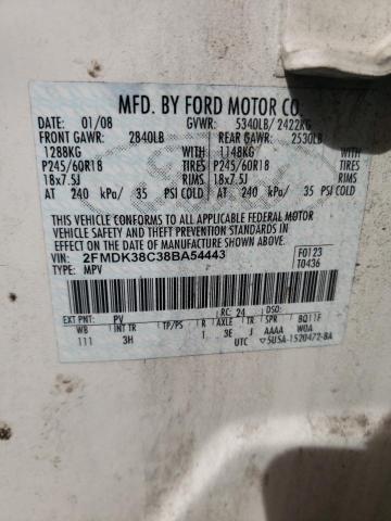 Photo 10 from auction – 2008 FORD EDGE SE with VIN 2FMDK38C38BA54443