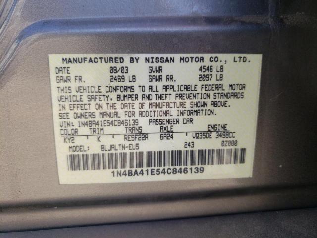 Photo 10 from auction – 2004 NISSAN MAXIMA SE with VIN 1N4BA41E54C846139