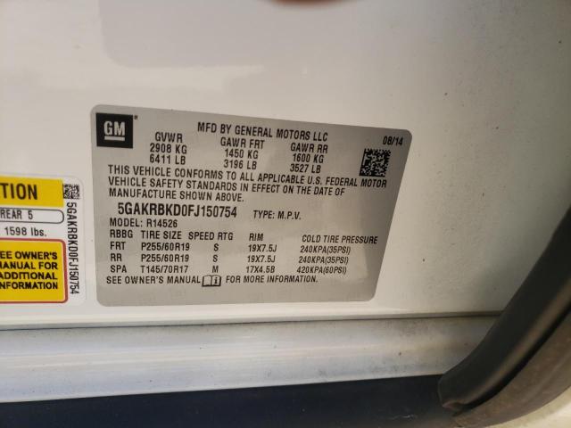 Photo 10 from auction – 2015 BUICK ENCLAVE with VIN 5GAKRBKD0FJ150754