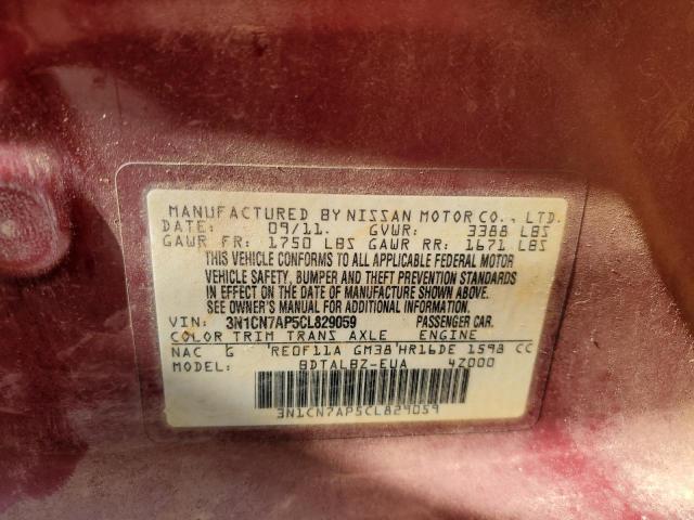 Photo 10 from auction – 2012 NISSAN VERSA S with VIN 3N1CN7AP5CL829059