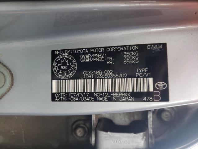 Photo 10 from auction – 2005 TOYOTA ECHO with VIN JTDBT123650356702