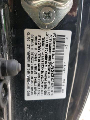Photo 10 from auction – 2015 HONDA CIVIC EXL with VIN 19XFB2F9XFE264977